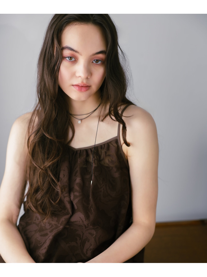 お花メッシュ SETUP キャミソール NATURAL BEAUTY ベーシック ナチュラルビューティベーシック トップス ティーシャツ・トップ 赤銅色 ベージュ【貨物輸送無料】[ Fashion] トップス-レディースファッション-シャツ・ブラウス