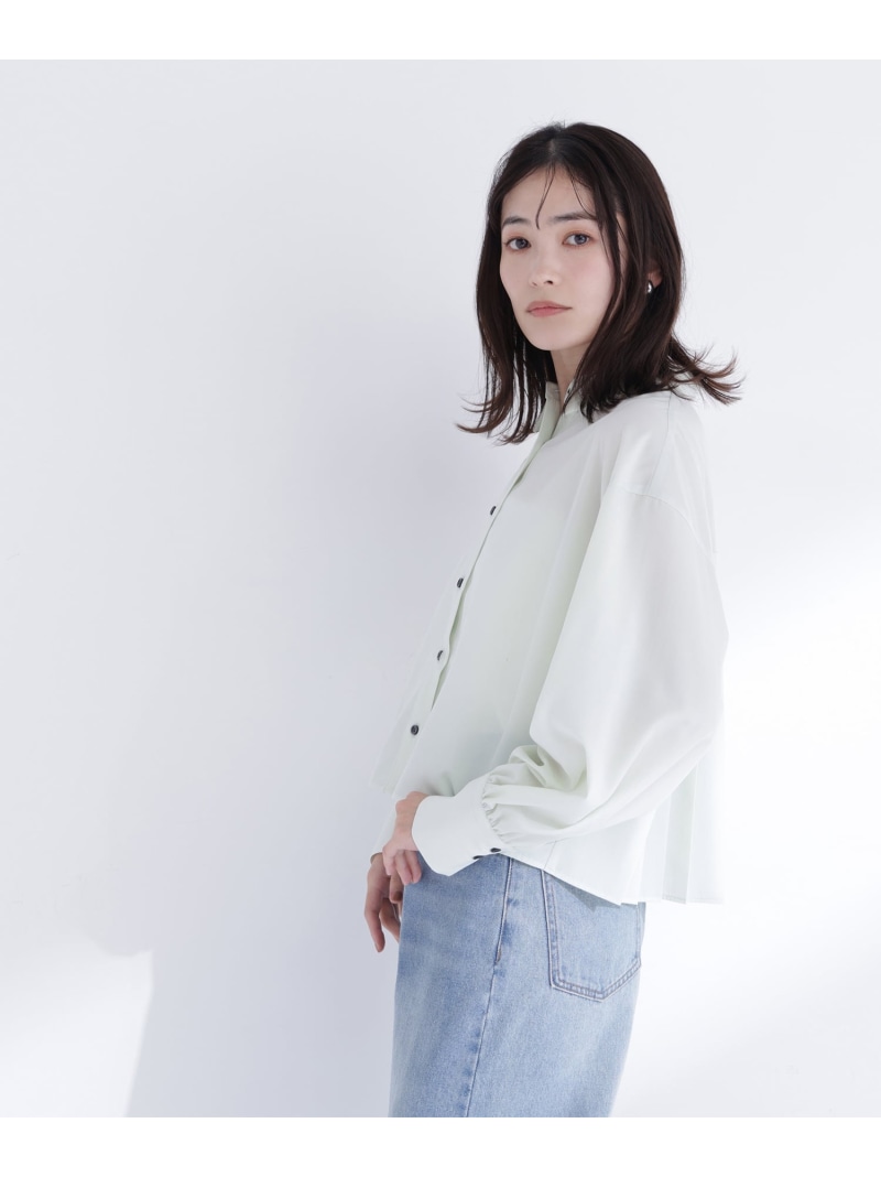 バックプリーツデザインシャツ NATURAL BEAUTY BASIC ナチュラルビューティベーシック トップス シャツ・ブラウス ホワイト ブルー【送料無料】[ Fashion]