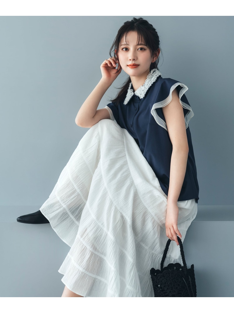 楊柳ティアードロングスカート NATURAL BEAUTY BASIC ナチュラルビューティベーシック スカート その他のスカート ホワイト ブラック ブルー【送料無料】[ Fashion] 7,802円