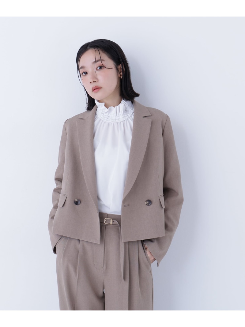 【SALE／20%OFF】クラッシー SETUP ショート丈ジャケット NATURAL BEAUTY BASIC ナチュラルビューティベーシック ジャケット・アウター テーラードジャケット・ブレザー ホワイト ブラウン【RBA_E】【送料無料】[ Fashion] 9,980円