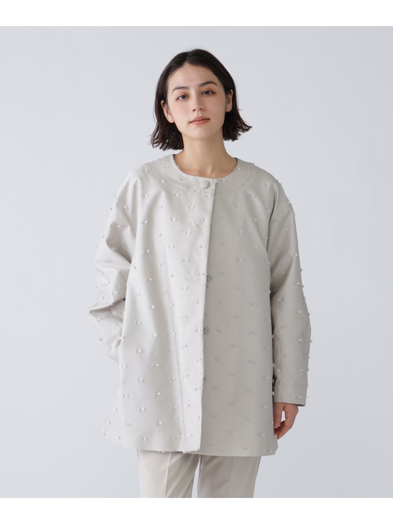 ＜NAVY NAVY＞リボンジャガードショートコート NATURAL BEAUTY ベーシック ナチュラルビューティベーシック ジャケット・アウター 余分の物のジャケット・アウター ベージュ 米国海軍【貨物輸送無料】[ Fashion]