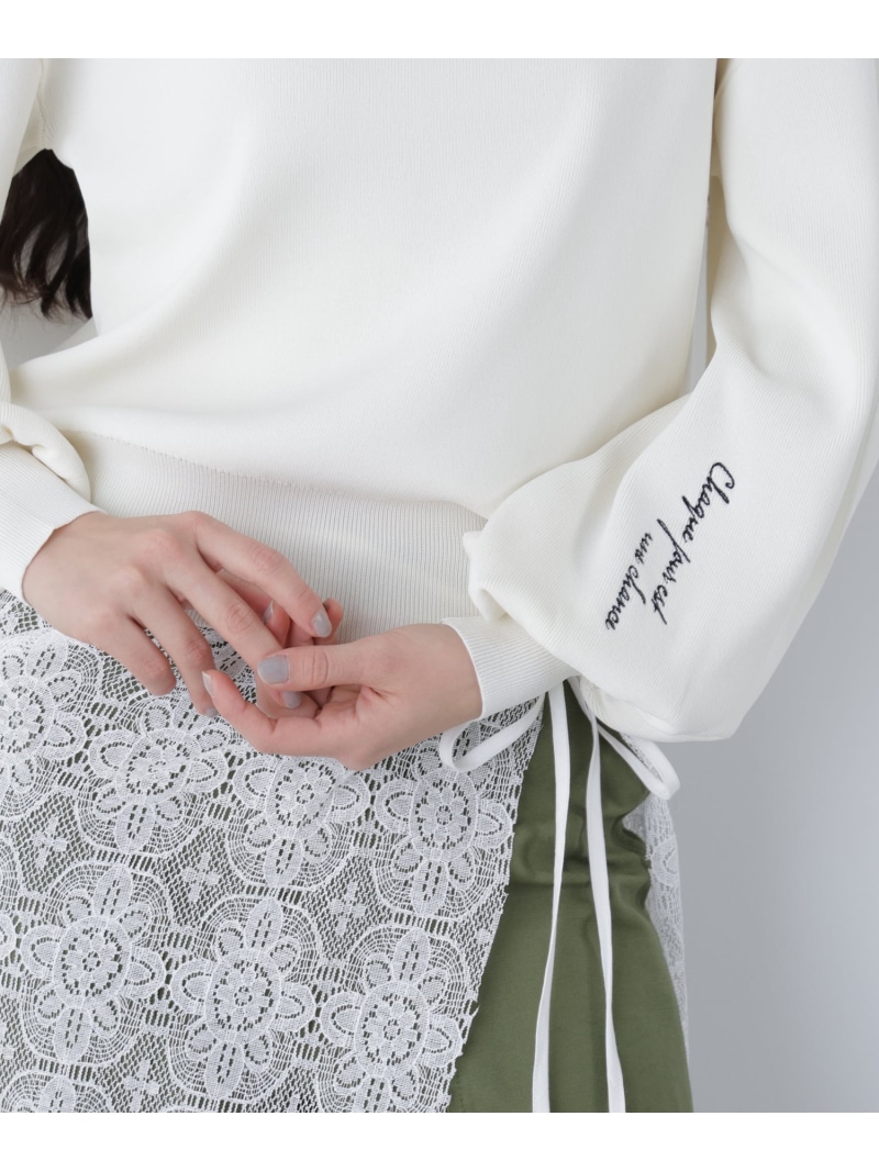 【SALE／30%OFF】＜N.＞ロゴ刺繍スウェットライクニット NATURAL BEAUTY BASIC ナチュラルビューティベーシック トップス ニット ホワイト イエロー ネイビー【RBA_E】【送料無料】[ Fashion]