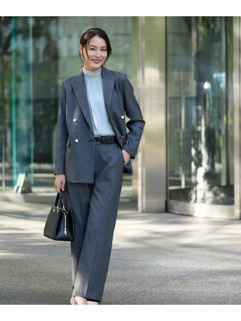 ダブルブレスト SETUP ワイドパンツ NATURAL BEAUTY BASIC ナチュラルビューティベーシック パンツ その他のパンツ ブラック ネイビー ブラウン ベージュ【先行予約】*【送料無料】[ Fashion]｜NATURAL BEAUTY BASIC