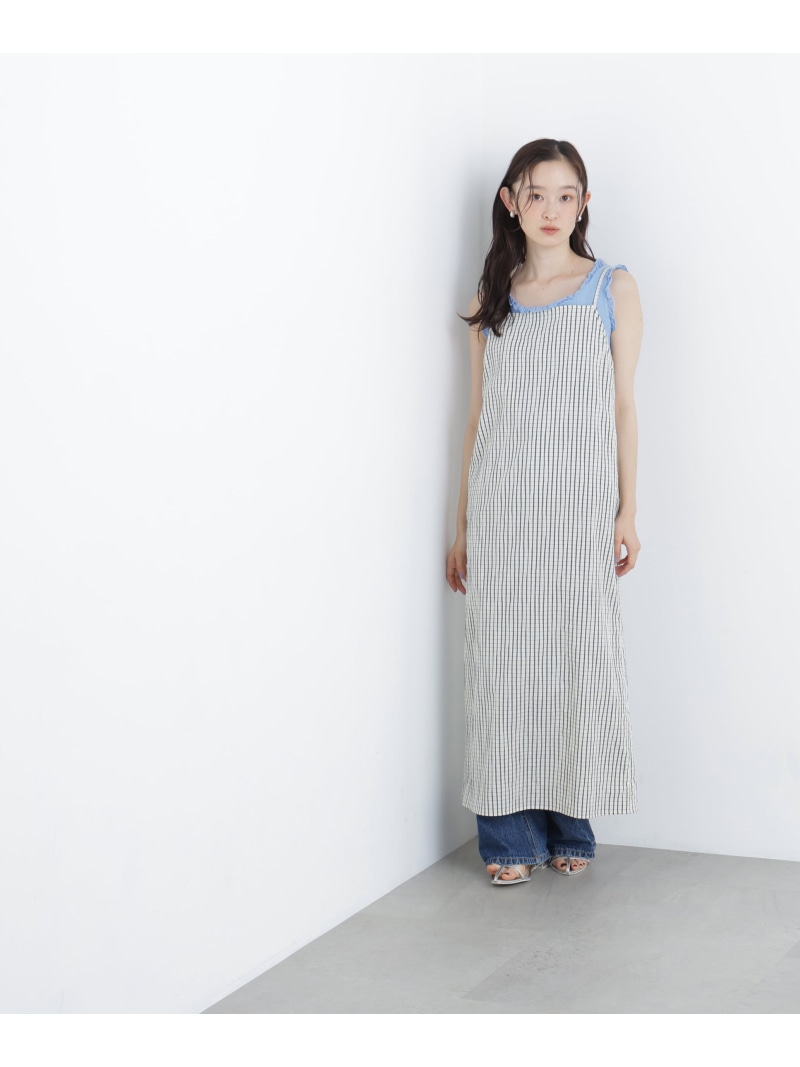 チェック SETUP キャミワンピース NATURAL BEAUTY BASIC ナチュラルビューティベーシック ワンピース・ドレス その他のワンピース・ドレス ホワイト【送料無料】[ Fashion]｜NATURAL BEAUTY BASIC
