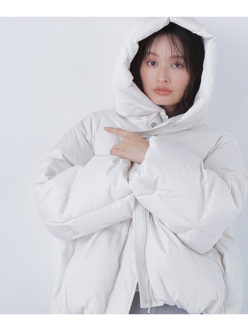 【SALE／30%OFF】ショートフードダウン NATURAL BEAUTY BASIC ナチュラルビューティベーシック ジャケット・アウター ブルゾン・ジャンパー ブルー ベージュ ブラック【RBA_E】【送料無料】[ Fashion]