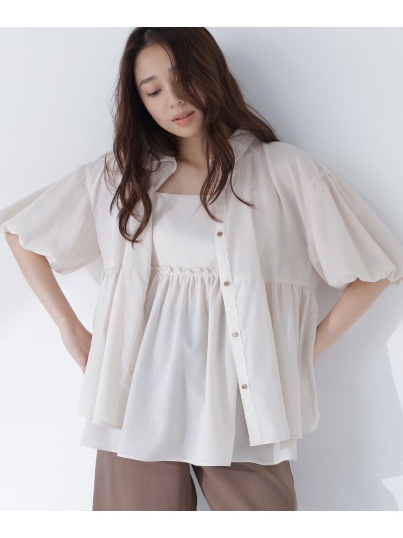 キャミレイヤードシャツ NATURAL BEAUTY BASIC ナチュラルビューティベーシック トップス シャツ・ブラウス オレンジ ベージュ グレー【送料無料】[ Fashion]