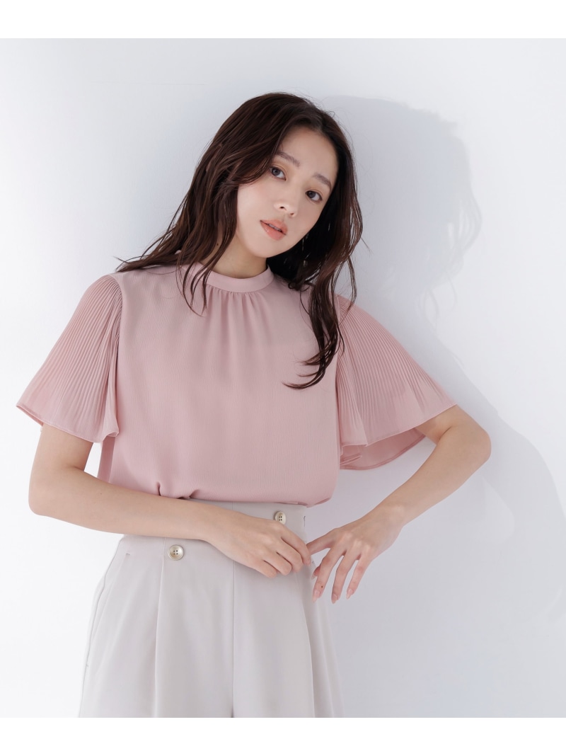 楊柳フレアスリーブブラウス NATURAL BEAUTY BASIC ナチュラルビューティベーシック トップス シャツ・ブラウス ホワイト グレー ピンク【送料無料】[ Fashion]