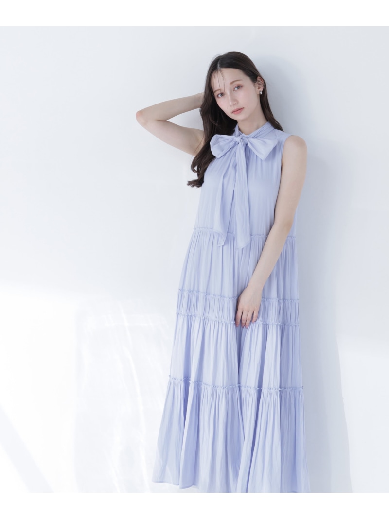 【SALE／20%OFF】バックリボンティアードワンピース NATURAL BEAUTY BASIC ナチュラルビューティベーシック ワンピース・ドレス ワンピース ブルー ブラック ホワイト【RBA_E】【送料無料】[ Fashion]｜NATURAL BEAUTY BASIC