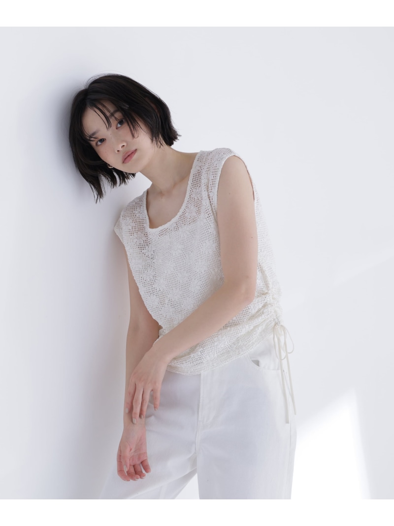 ドロストレースカットソー NATURAL BEAUTY BASIC ナチュラルビューティベーシック トップス カットソー・Tシャツ ホワイト ブラック【先行予約】*【送料無料】[ Fashion]