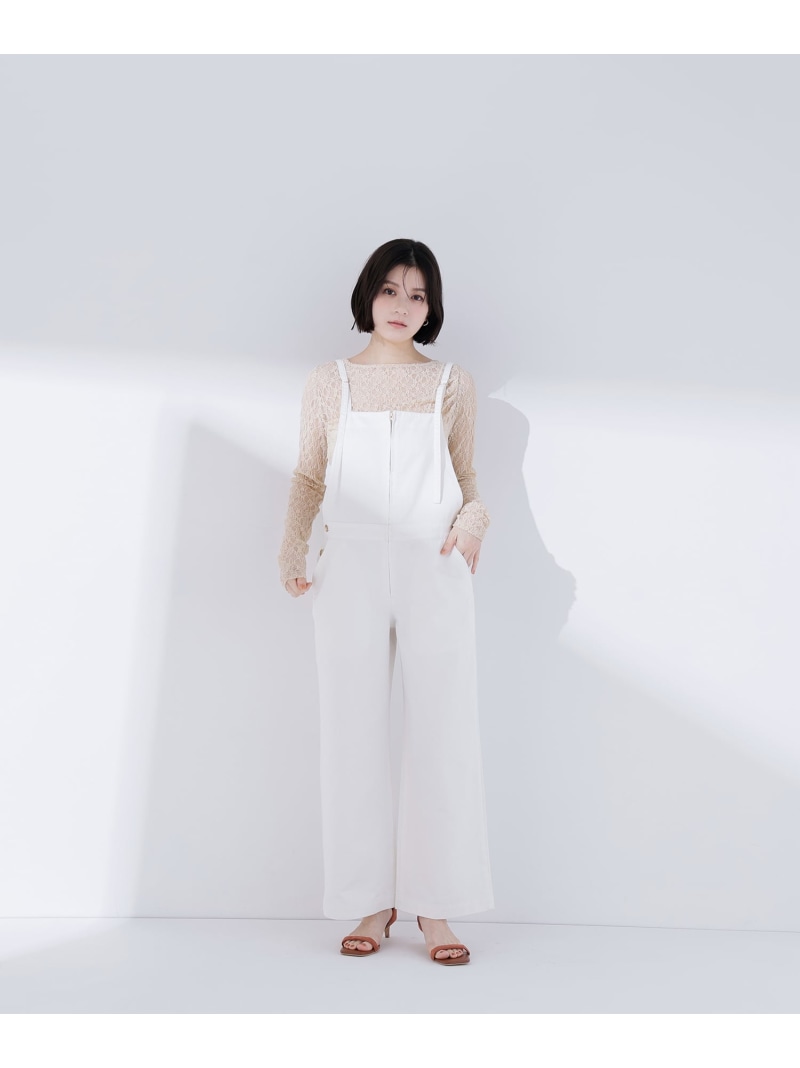 デニムオールインワン NATURAL BEAUTY BASIC ナチュラルビューティベーシック ワンピース・ドレス ワンピース ホワイト ブルー【送料無料】[ Fashion]