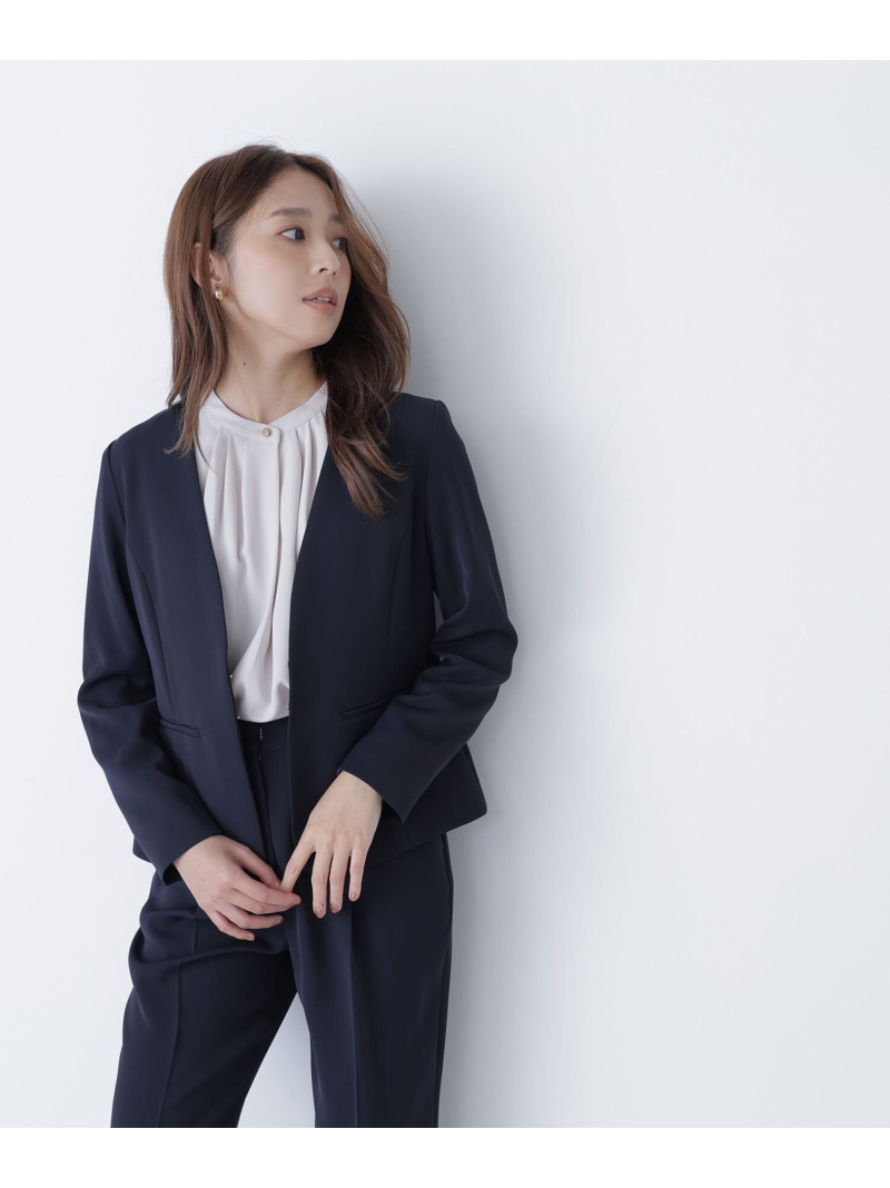 【SALE／10%OFF】ストレッチツイルセットアップシリーズ 否色つや上衣 NATURAL BEAUTY ベーシック ナチュラルビューティベーシック ジャケット・アウター テーラードジャケット・ブレザー 赤銅色 米国海軍【RBA_E】【貨物輸送無料】[ Fashion]