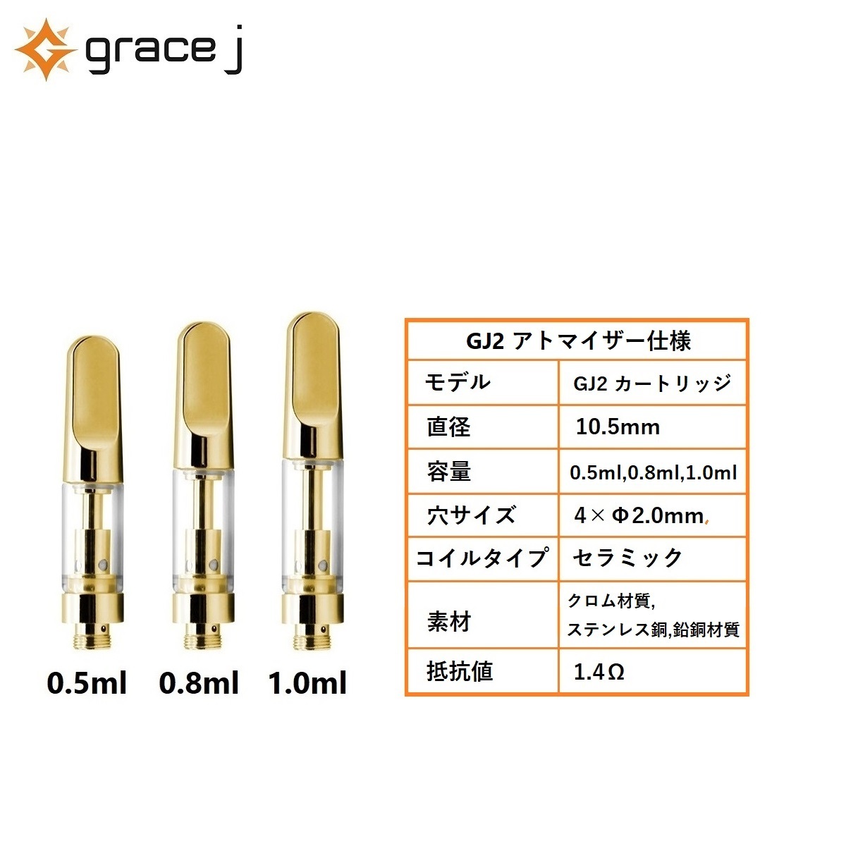 10本 0.8ml ゴールド アドマイザー交換カートリッジ CBDリキッド