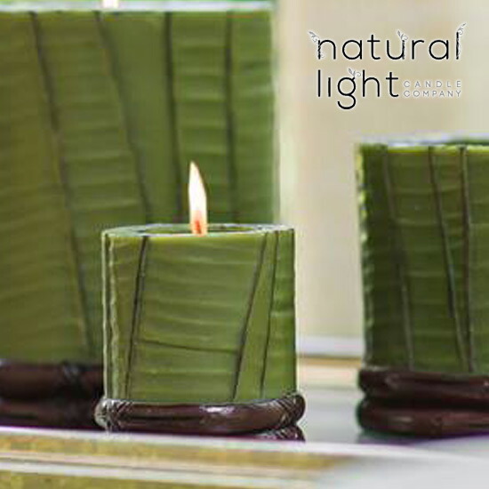 【楽天市場】Natural Light Candle (ナチュラルライトキャンドル)3インチ バナナリーフ ミニ リセスドピラーアロマ