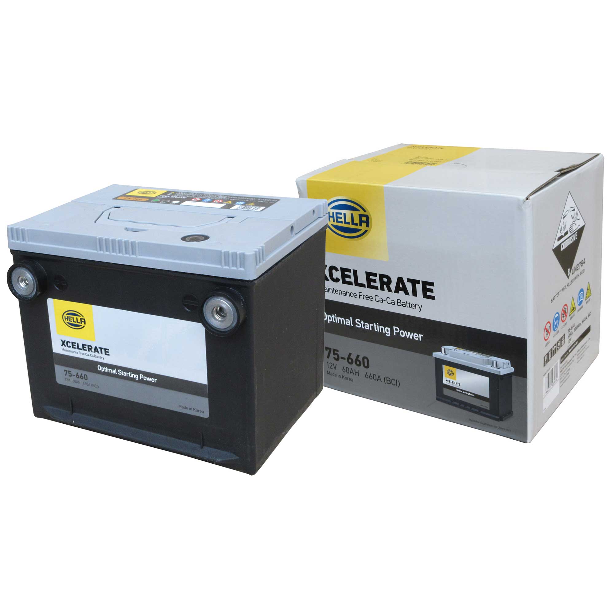 米国車/船 12V バッテリー 75-660 (サイドターミナル) HELLA XCELERATE G&Yu［正規品／セール中］