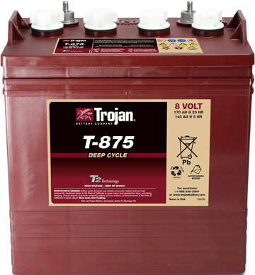 Trojan ディープサイクル バッテリ T875 ／ELPT(マスターベント) 8V・170Ah 20時間率（トロ&mdash;ジャン T-875）［正規品／セール中］｜ナチュラル スカイ オフグリッド 38,588円