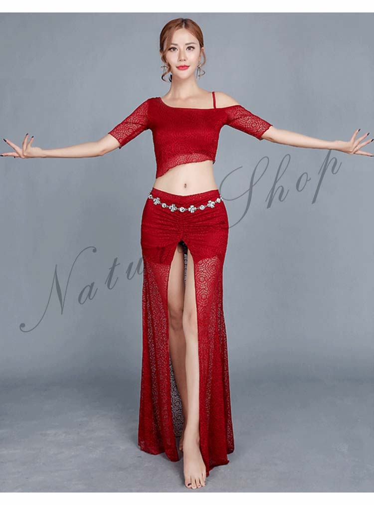 送料無料 ベリーダンス衣装 練習服 ピンク 社交ダンス 仮装 舞台服 コスプレ ワインレッド ブラック