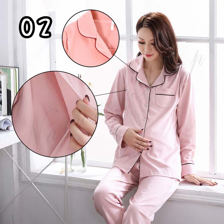 市場 マタニティパジャマ 前開き 春夏 上下セット パジャマ ルームウエア 冬 マタニティ ルームウェア 長袖 授乳服 妊娠