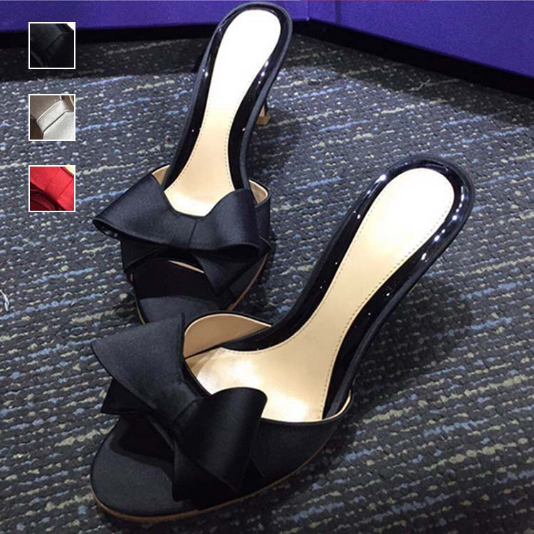 【韓国】 ローヒール リボンミュール サンダル 全5color sandal | サンダル 靴 シューズ リボン レディース 韓国