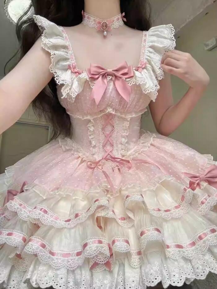 /新発/量目押さえる/Lolita系 /doll系/バレー姫/衣装 一こま 化けの皮/ロリータ  トップス jsk OP 日常 第八芸術  萌え  ゴスロリ ロリータ流行り物  吊りスコート  花嫁御寮御召しもの ウェディングドレス あやつり人形御召しもの  ハロウィン  バレー ティアードスカート 中袖