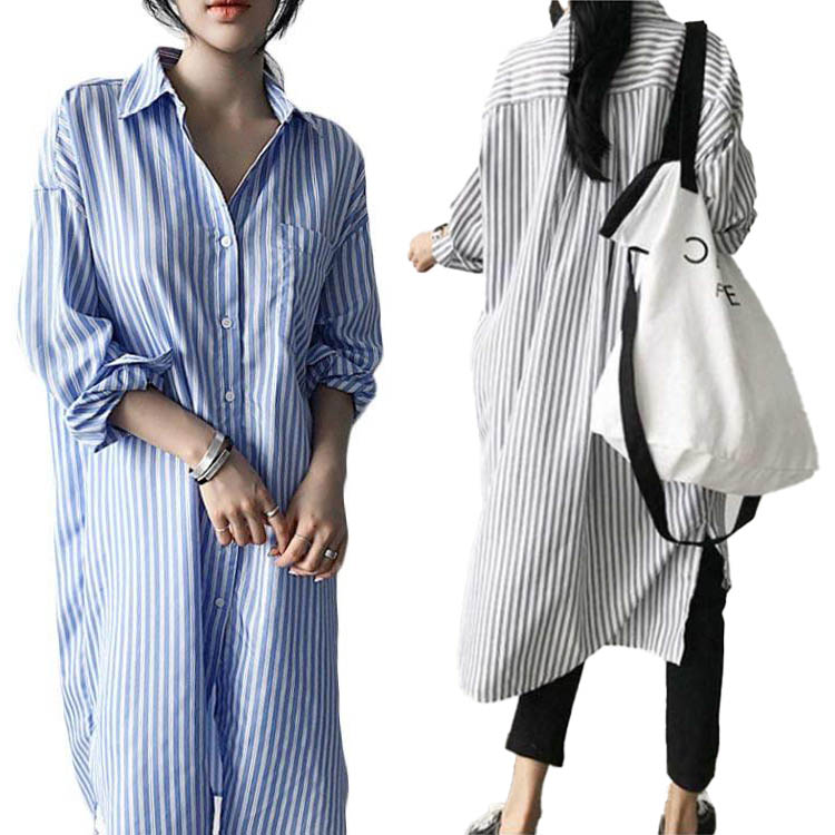 美品 バンヤードストーム ストライプ シャツワンピース 1 ネイビー 長袖 膝丈 美品 バンヤードストーム ストライプ シャツワンピース 1
