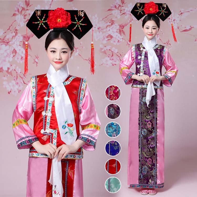 楽天市場】中華古装 清朝王妃皇女服 チャイナドレス 髪飾り付き