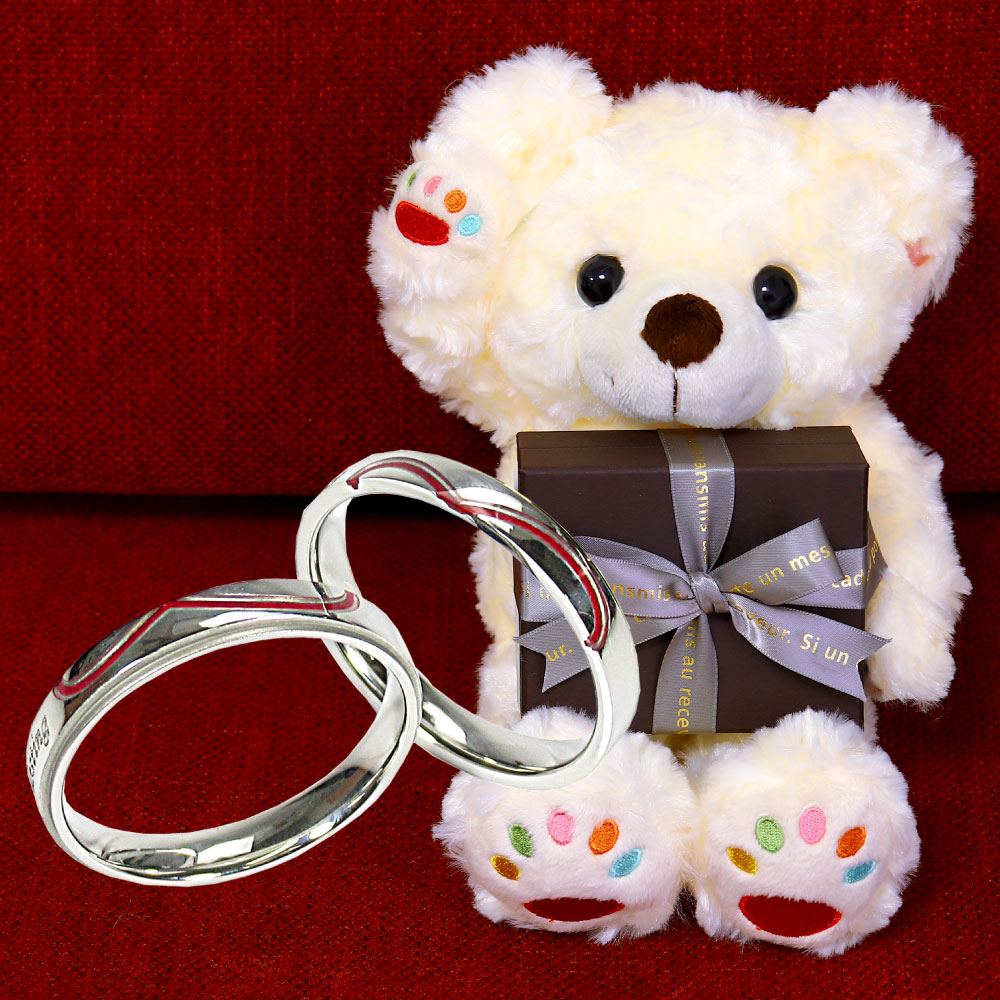 楽天市場 クーポン利用で最大30 Off ペアリング カップル 2個セット ステンレス アレルギー対応 ブルーダイヤモンド ぬいぐるみ付 くま ベア ぬいぐるみ ペア リング 指輪 アクセサリー 誕生日 記念日 ギフト Naturegems