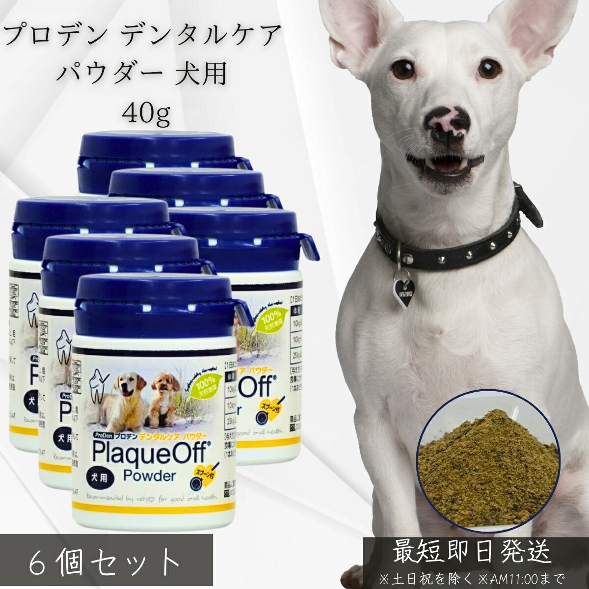 プロデン デンタルケアパウダー 犬用 40g ×6個セット │ VOHC認証 獣医師推奨 歯石 歯垢 口臭ケア 天然海藻 無添加 グレインフリー デンタルパウダー サプリ 歯磨き代わり デンタルサプリ