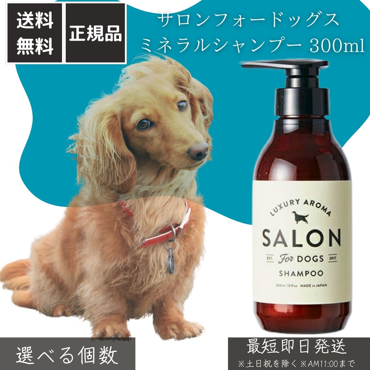 サロンフォードッグス ミネラルシャンプー 300ml │ 天然由来成分配合 犬用シャンプー 泡立ち泡切れ良好 敏感肌対応 レモングラス イランイラン 高級フレグランス