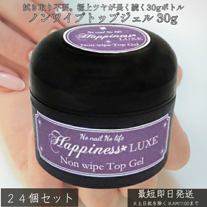 ウォーターグロスジェル ノンワイプトップジェル 30g ×24個セット │ 拭き取り不要 トップコート 高光沢 ジェルネイル LED／UV対応 サロン級 光沢仕上げ 自爪ケア ノンサンディング 日本製