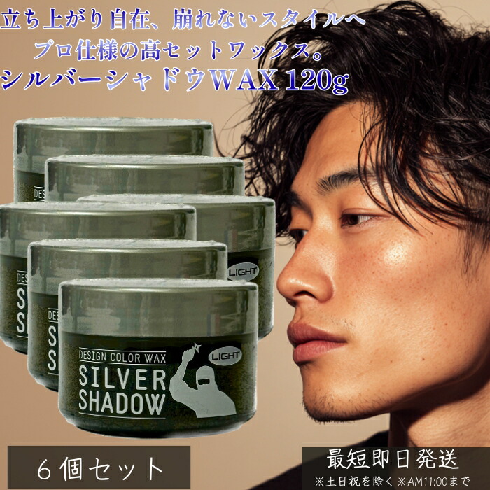 シルバーシャドウWAX 120g ×6個セット │ LIGHT／DARKタイプ 銀髪ワックス 白銀カラーワックス ヘアスタイリング ワックス 髪色チェンジ 白髪ぼかし グレイヘアハイライト