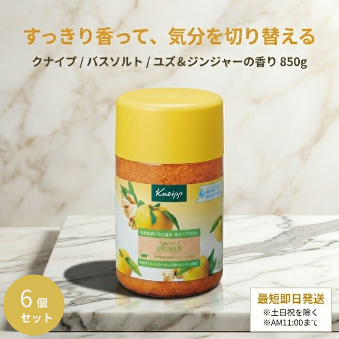 クナイプ バスソルト ユズ&ジンジャーの香り 850g ×6個セット │ 天然岩塩 入浴料 大容量 爽やか 【ギフト対応】 【ソーシャルギフト対応】 プレゼント|ネイチャーの丘