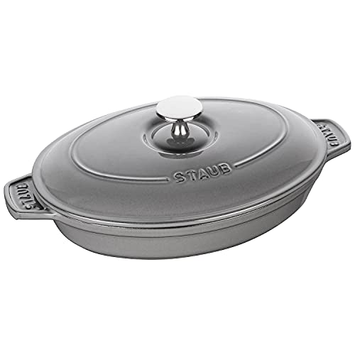 staub ストウブ 「 オーバル ホットプレート グレー 23cm 」 両手 鋳物 ホーロー 浅型 IH対応 【日本正規販売品】 Oval H｜NATURE STOCK