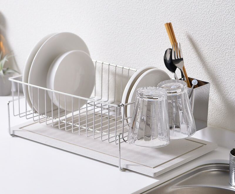 Kawaki カワキ 水切りラック 置きタイプ 水切りかご ステンレス 珪藻土 トレー トレイ キッチン 日本製 燕三条製 おしゃれ コンパクト 水切りバスケット septicin Com