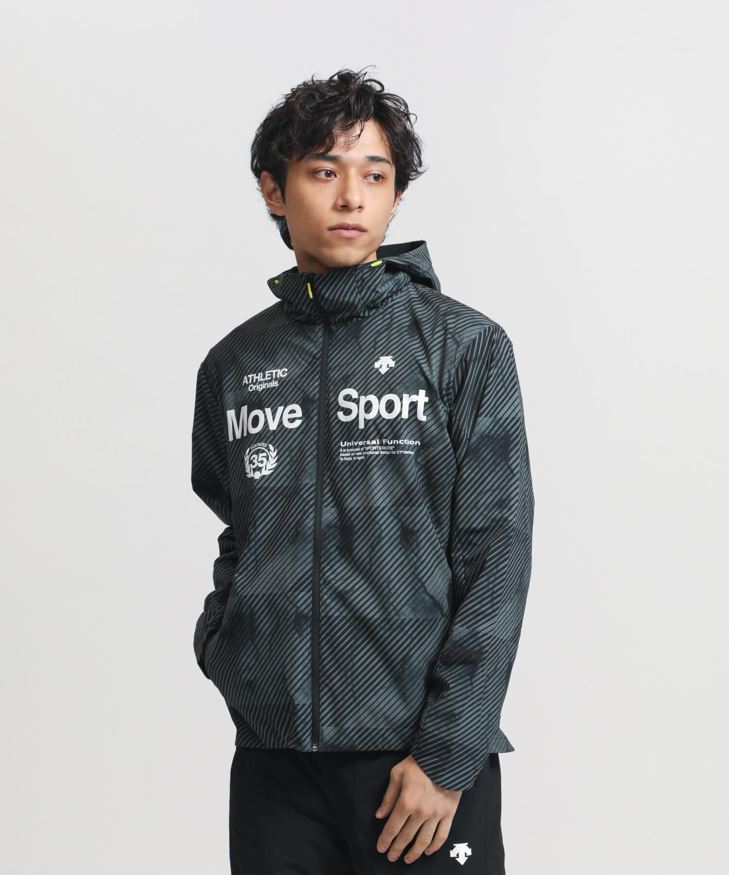 DESCENTE デサント HEATNAVI 総柄グラフィックフーデッドジャケット XO BK ブラック DMMUJF30 全国宅配無料