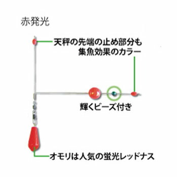 フジワラ スタンド天秤オモリ付 男性に人気 赤発光 5号