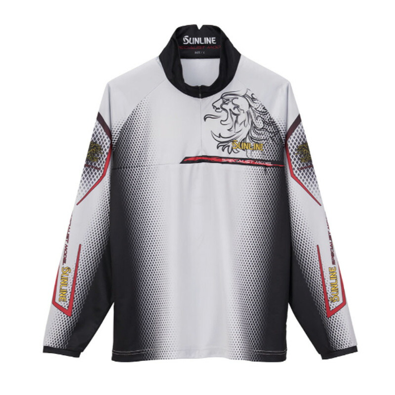 サンライン　獅子ジップシャツ（長袖）　ＳＵＷ－０４２０３CW ホワイト　M サンライン 獅子ジップシャツ(長袖) SUW-04203CW M ホワイト