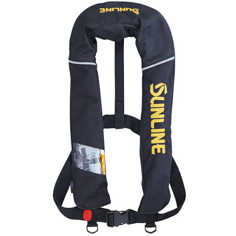 （予約4月発売） サンライン(SUNLINE) オートインフレータブルベスト Aタイプ 遊漁船(釣り船)対応 フリー ブラック×ゴールド SUL-2521