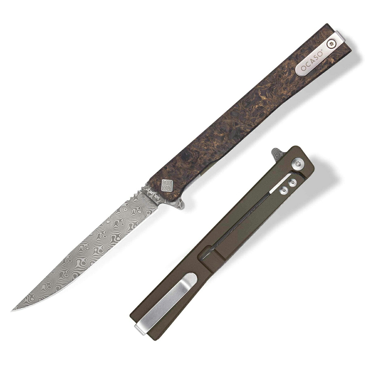 OCASO(オカソ) DAMASCUS SOLTICE シリアの首都 ソルティス ファットカーボン ダークマター・ブロンズ アノダイズド チタニウム 10IFG