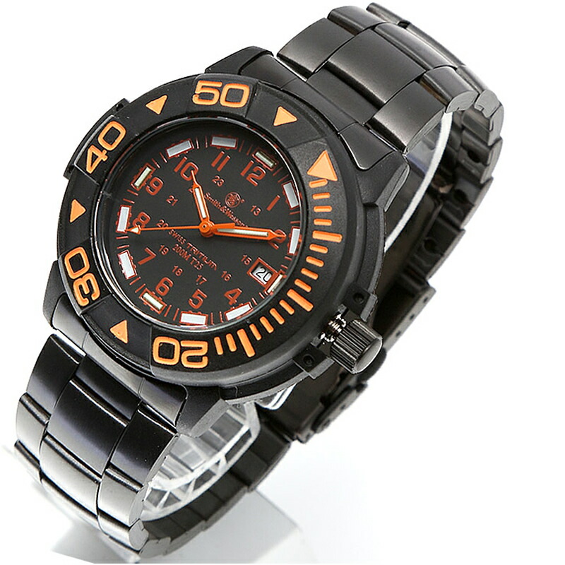 Smith\u0026Wesson(スミス\u0026ウェッソン) SWISS TRITIUM DIVER WATCH(スイス連邦 トリチウム ダイバー 御覧になる) 黒いこと×オレンジ色 sww-900-or