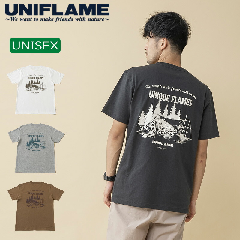 ユニフレーム UNIFLAME 7.1オンス へヴィーウェイト バックプリント Tシャツ M スミ URNT-8 【99%OFF!】