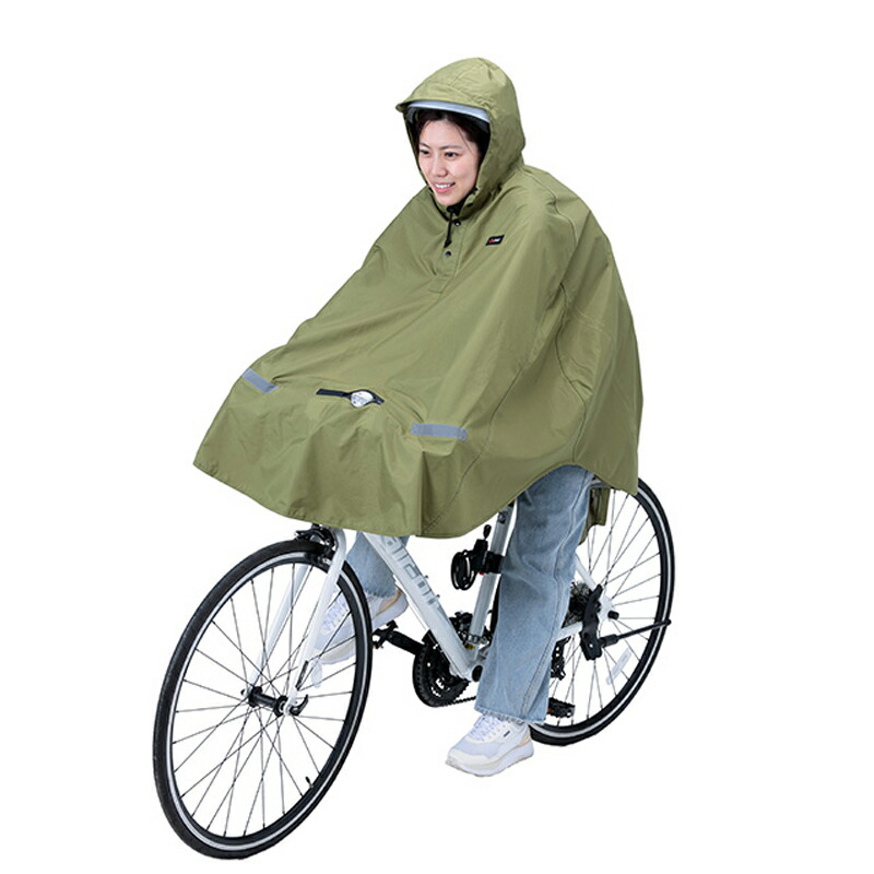 【楽天市場】 川住製作所(kawasumi) ヒザを雨から守るレインポンチョ カーキ ライト窓付 クロスバイク&一般車用 カーキ KW