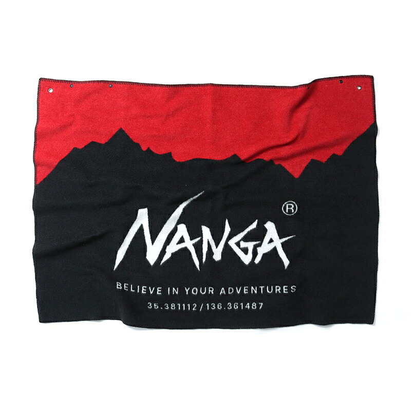ナンガ(NANGA) FLAME RESISTANT LOGO BLANKET(枠組み レジスタント ロゴタイプ毛布) 無償性 RED×BLK N1FRG5N5