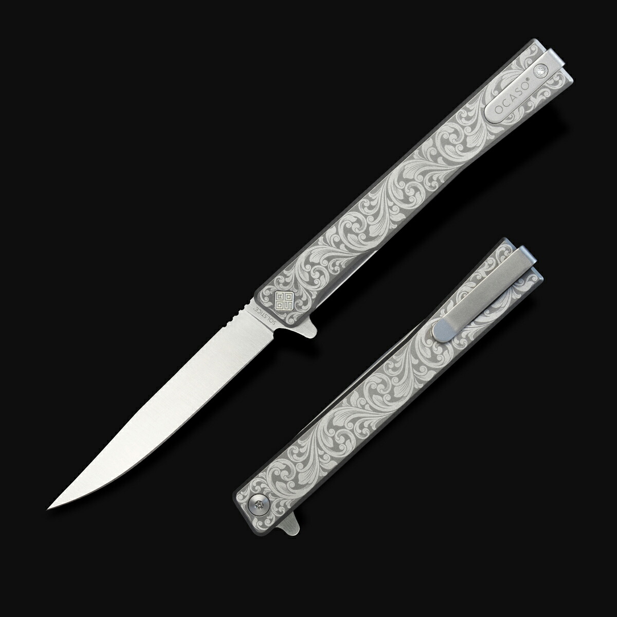 OCASO(オカソ) ENGRAVED TITANIUM SOLTICE エングレイブド チタニウム ソルティス 繻子仕上 ウエスタン スクロール 行動様式チタン 10ESS