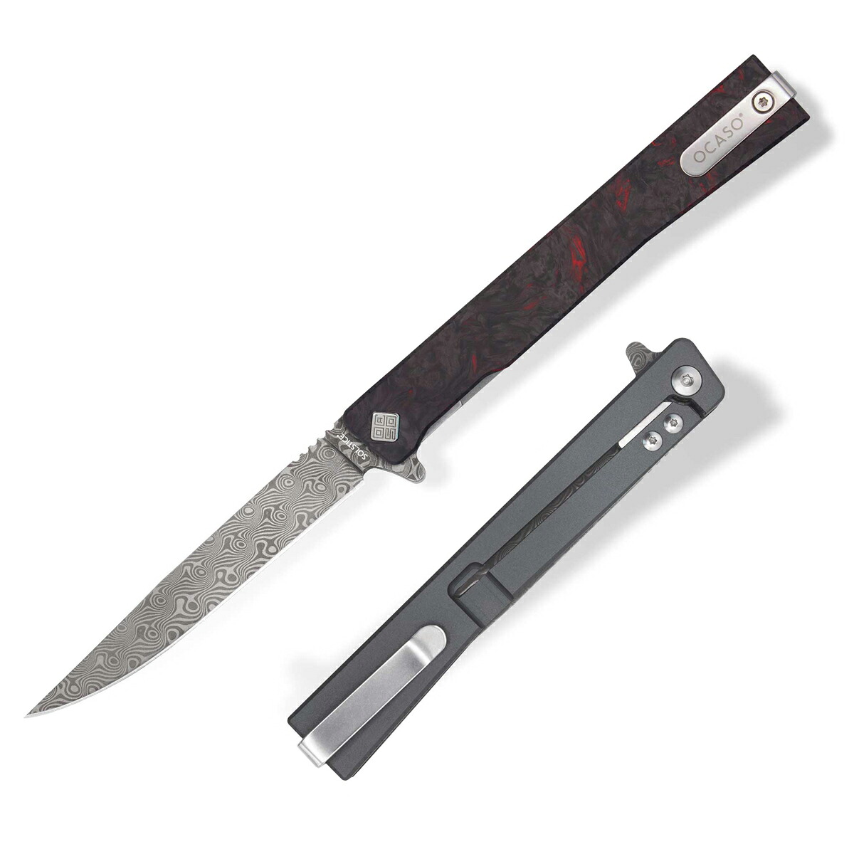 OCASO(オカソ) DAMASCUS SOLTICE シリアの首都 ソルティス ファットカーボン ダークマター・レッド アノダイズド チタニウム ハ 10IFR