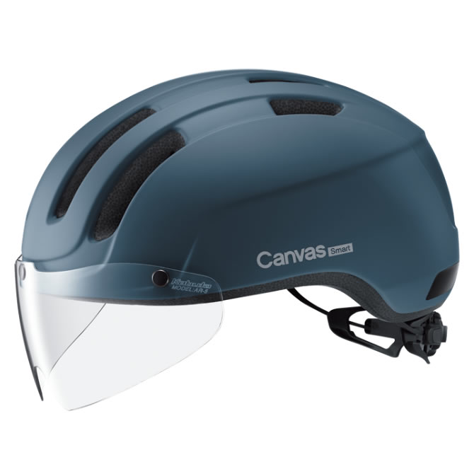オージーケー カブト(OGK KABUTO) Canvas SMART 帆布 かっこ良い 安全帽 遮蔽物付 銀輪/循環過程 57-59糎 アッシュネイビー