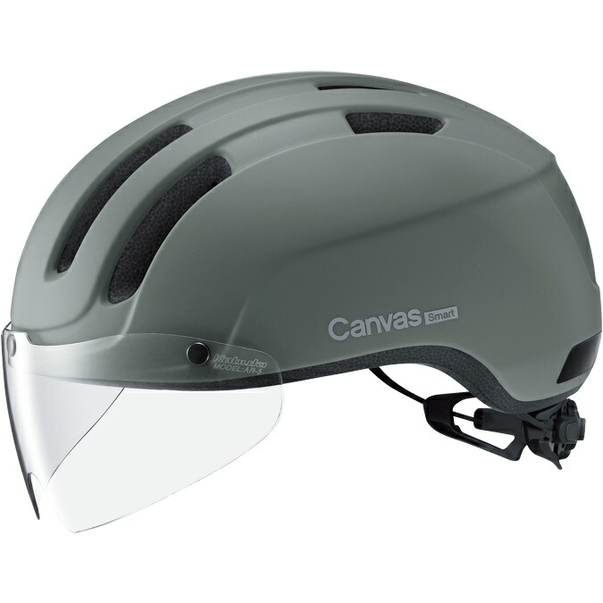 オージーケー カブト(OGK KABUTO) Canvas SMART 帆布 かっこ良い 安全帽 遮蔽物付 銀輪/循環過程 57-59糎 引っ敷きオリーブ