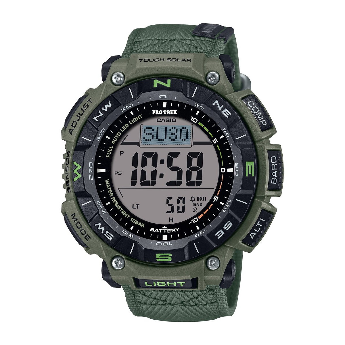 PROTREK(プロトレック) 【国内置き目品】PRG-340B-3JF 10空圧雨合羽 手ごわいソーラー カーキ PRG-340B-3JF