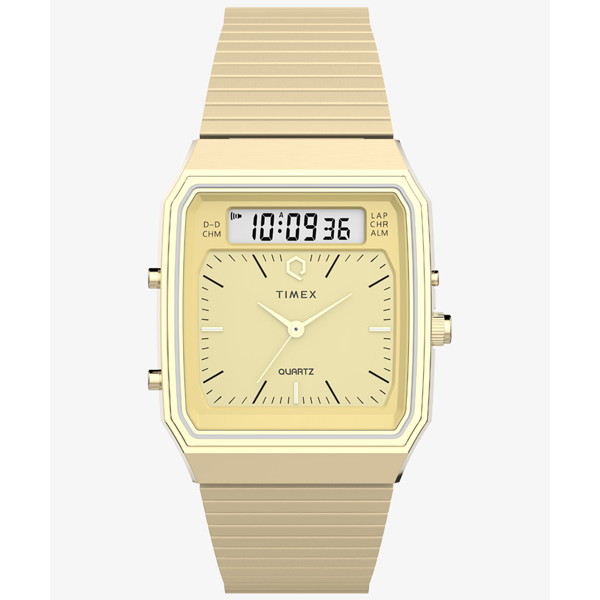 TIMEX(五分五分メックス) 【国内定め事品】Q Timex 1982 アナ-デジ リイシュー ゴールド TW2Y06000