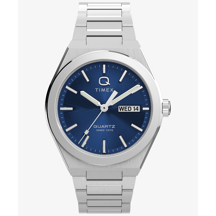 TIMEX(タイメックス) 【国内正規品】Q TIMEX コンチネンタル デイデイト シルバー/ブルー TW2Y25100|ナチュラム キャンプ専門店