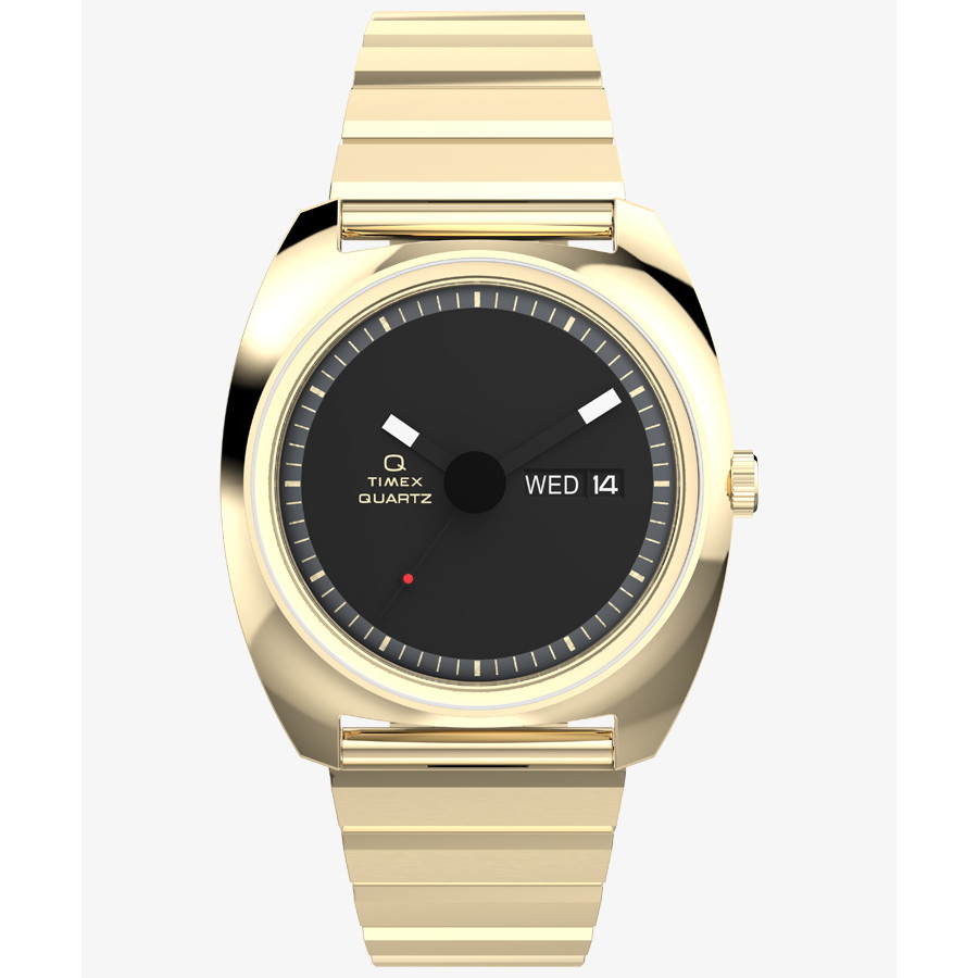 TIMEX(五分五分メックス) 【国内定め事品】Q TIMEX リイシュー 1975 難問 ゴールド/黒いこと TW2Y34400